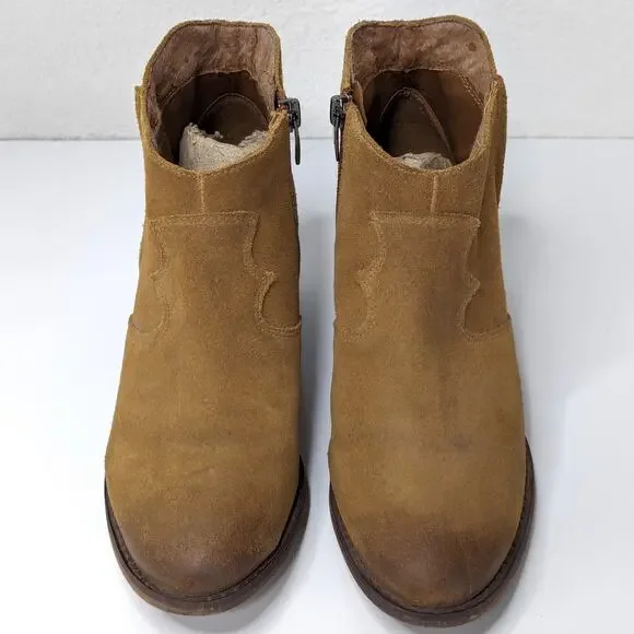 Marc Fisher Stefani Ankle Bootie Boot Suede Leather Brown Western Cowboy Tan 6 - Picture 2 of 12